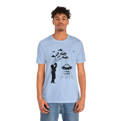 Baby Blue - L - Are Aliens Real? Unisex Cotton T-Shirt