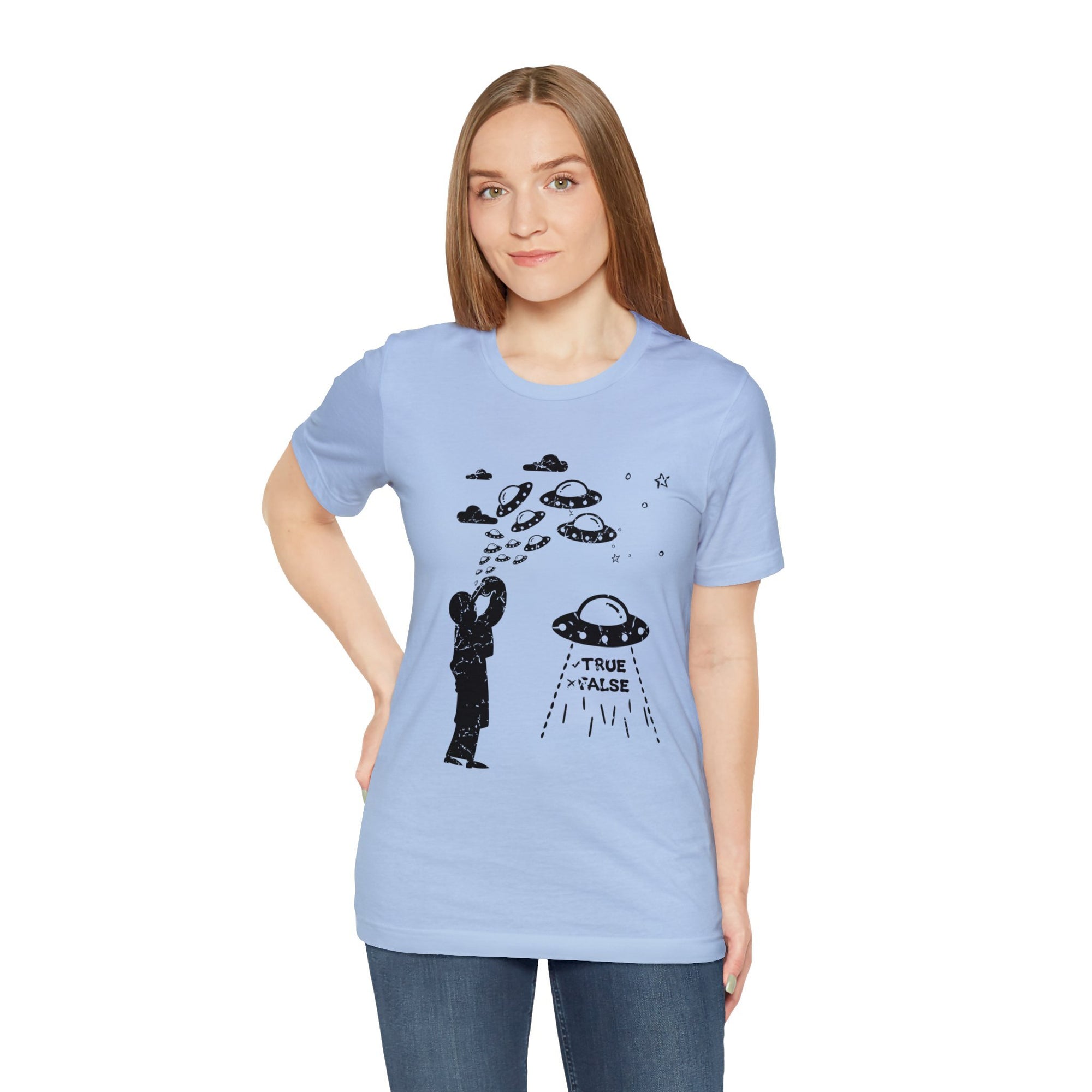 Baby Blue - L - Are Aliens Real? Unisex Cotton T-Shirt